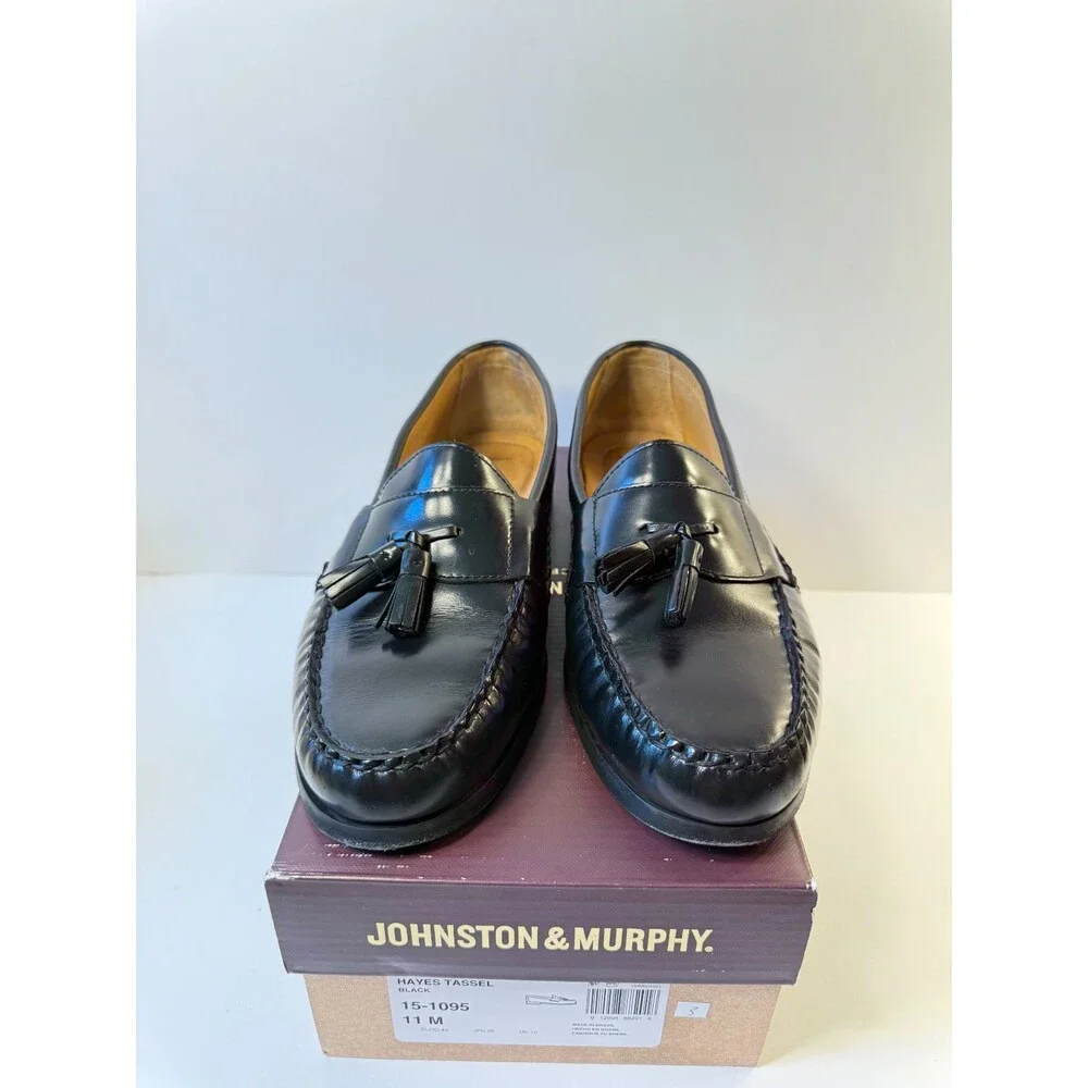 Johnston & Murphy Men's Hayes Tassel Loafer Dress Casual Shoe, Black US 11